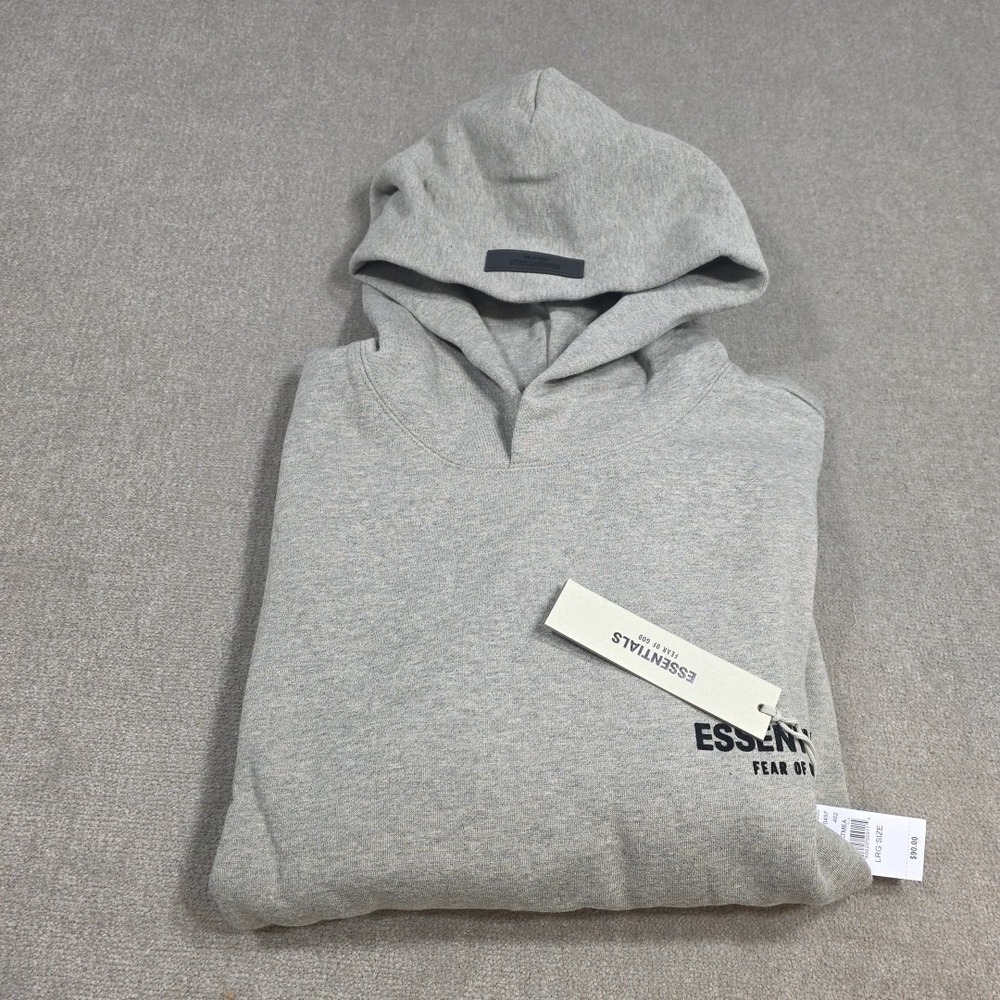 FEAR OF‎ GOD ESSENTIALS Hoodie Dark Oatmeal Large Hoodie NWT In Bag